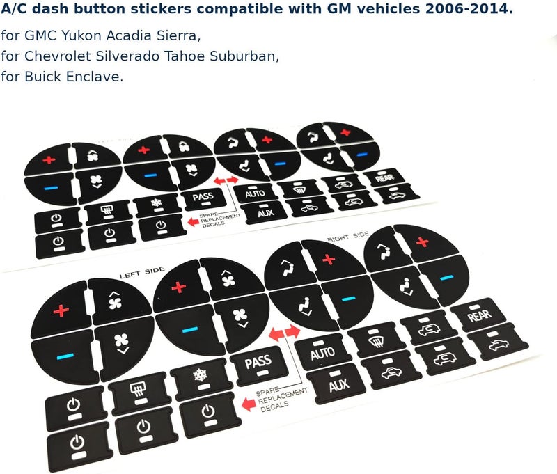 AtticZone AC Dash Button Repair Kit Stickers, Radio Volume Control Knob Compatible with GM GMC Yukon Acadia Sierra, Chevrolet Silverado Tahoe Suburban 2006-2014, 2Pcs - Image 4